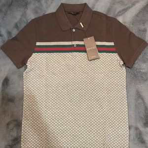 New Gucci Men’s Size Small Diamante GG Print Polo